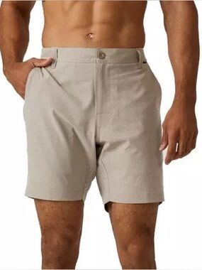 7 Diamonds Men's “Putty” Color Flat-Front Dynamic Performance Shorts 7” inseam